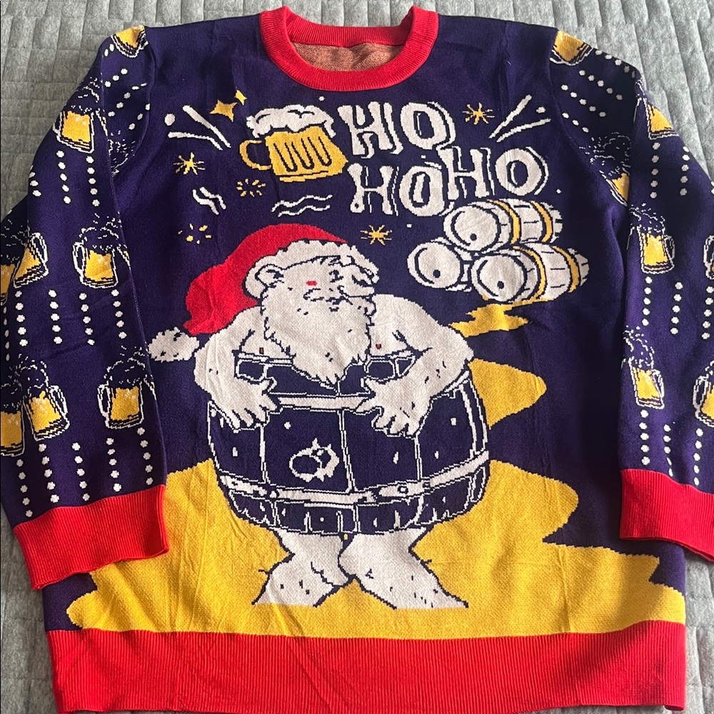 Festive Polar Bear Sweater - Blue and Red